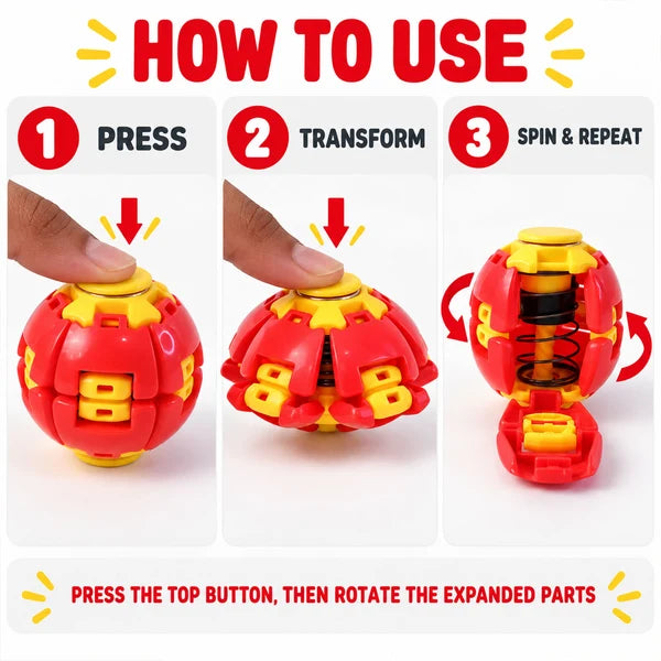 Transforming Spinner Flat Ball Toy With 360 Degree Spin